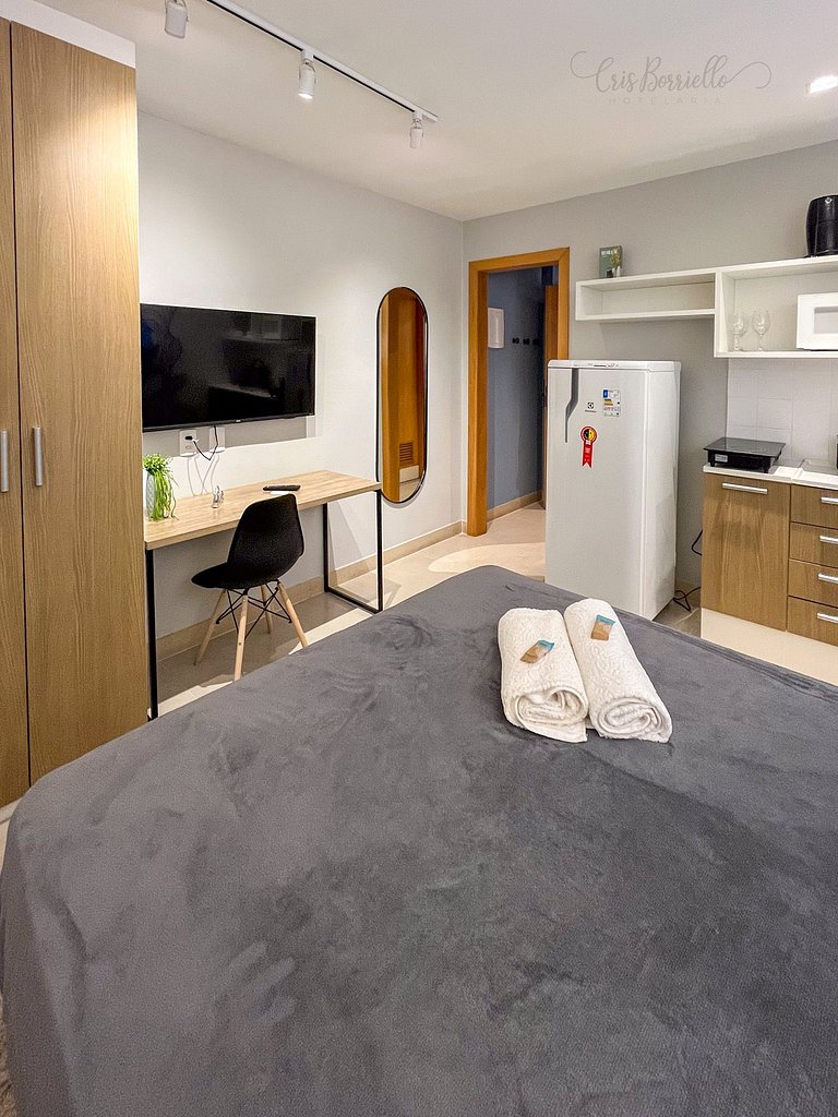 Studio Novo-Sem taxa de limpeza+piscina+Wifi