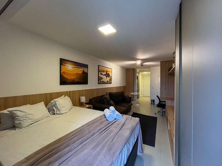 Studio Centro piscina aquecida em 6 x sem juros