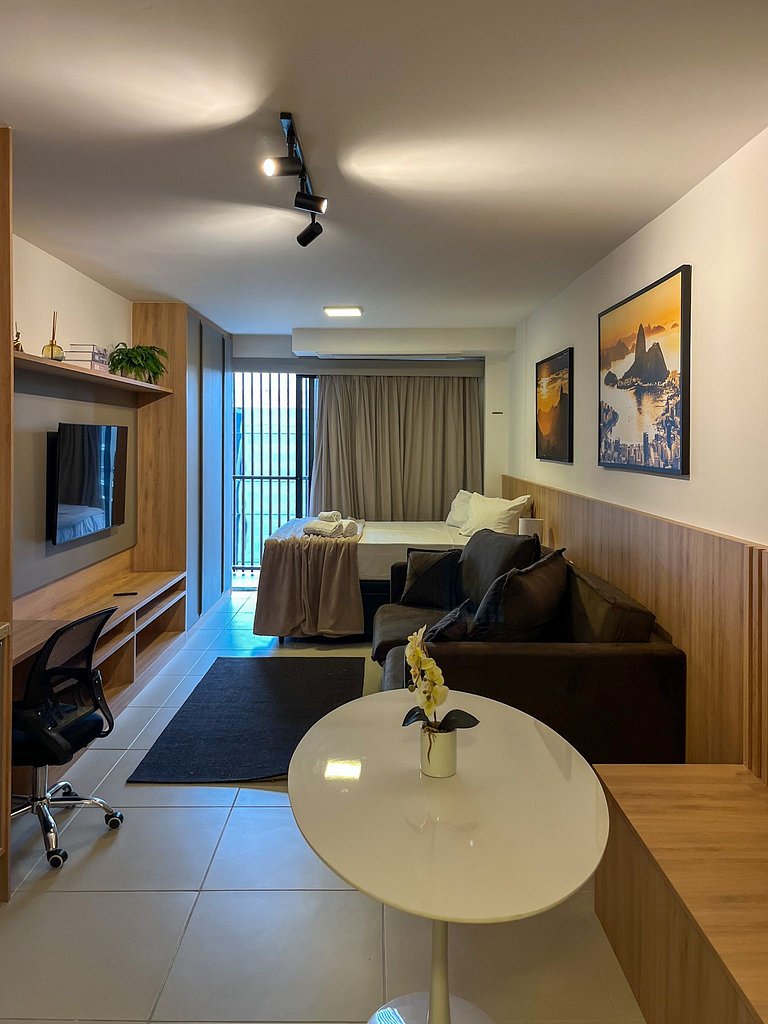 Studio Centro piscina aquecida em 6 x sem juros