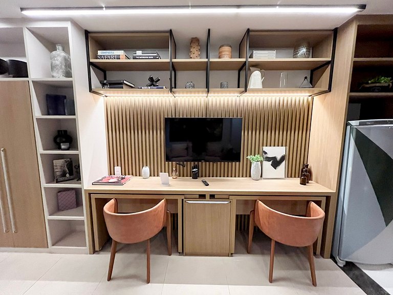 Lindo apartamento completo + piscina com vista