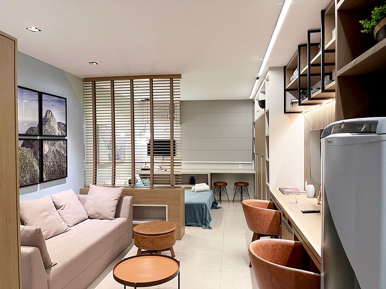 Lindo apartamento completo + piscina com vista