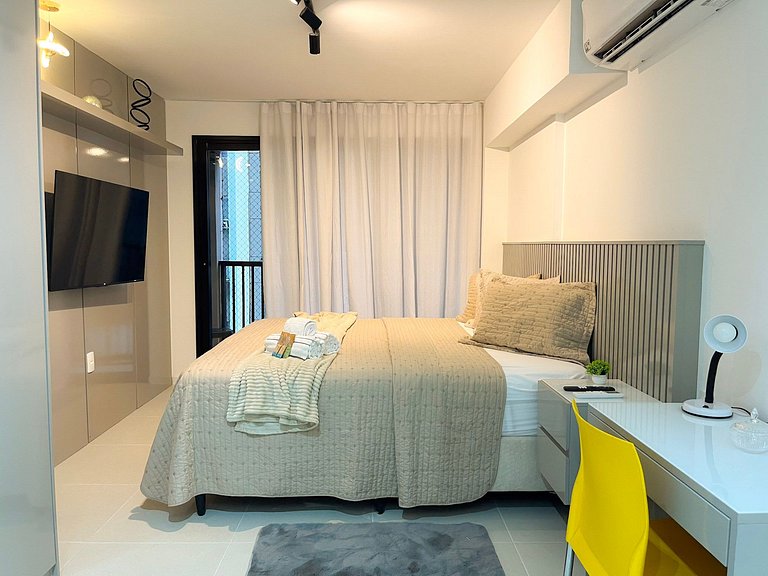 Estudio novíssimo + piscina panorâmica!