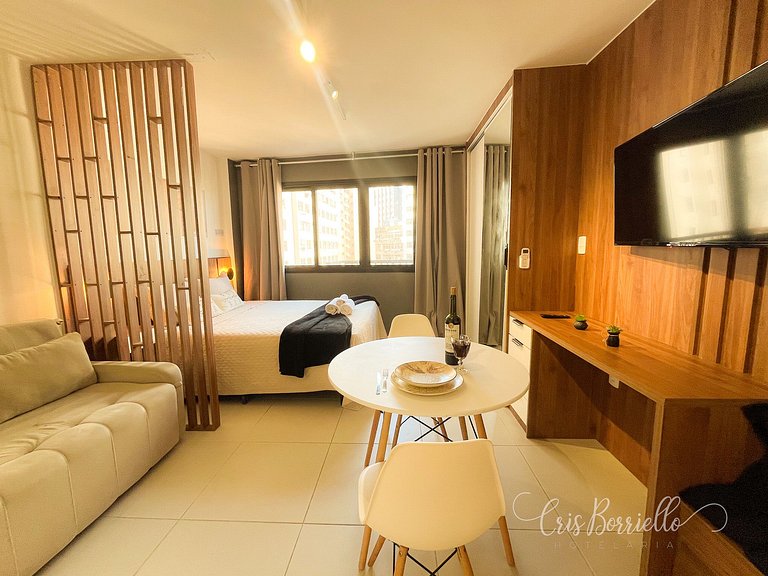 Studio equipado completo + Piscina aquecida
