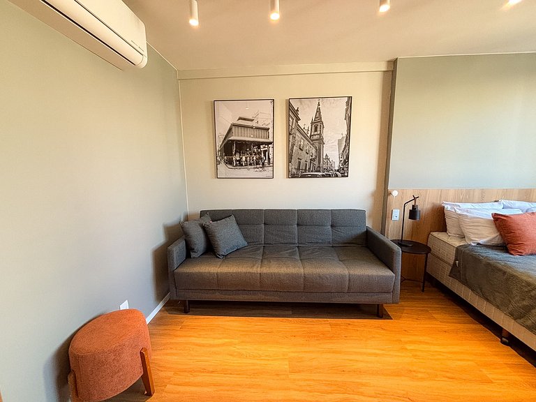 Studio equipado com Piscina espaço histórico.