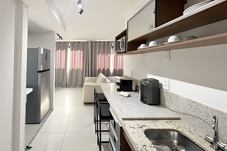Studio compacto com piscina aquecida